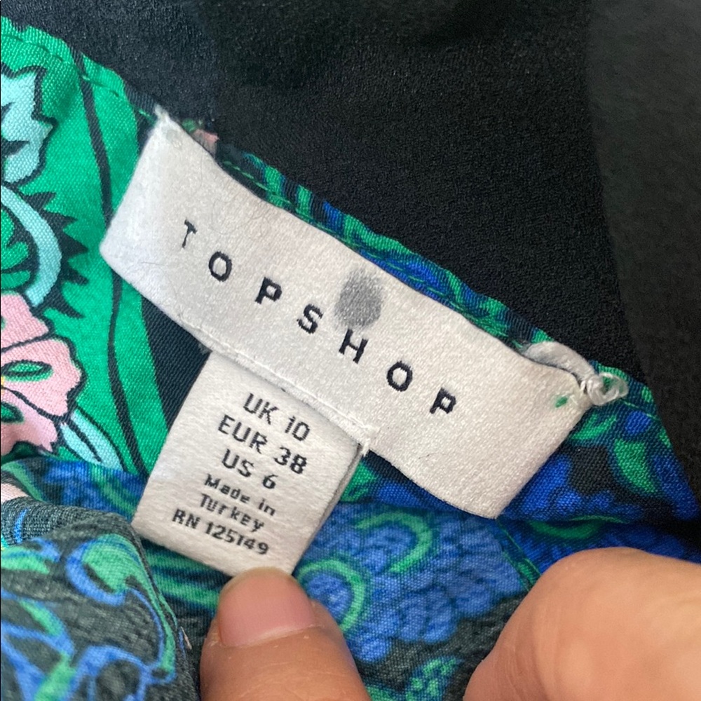 Topshop Green Blue Paisley Handkerchief Midi Dress - Picture 4 of 12